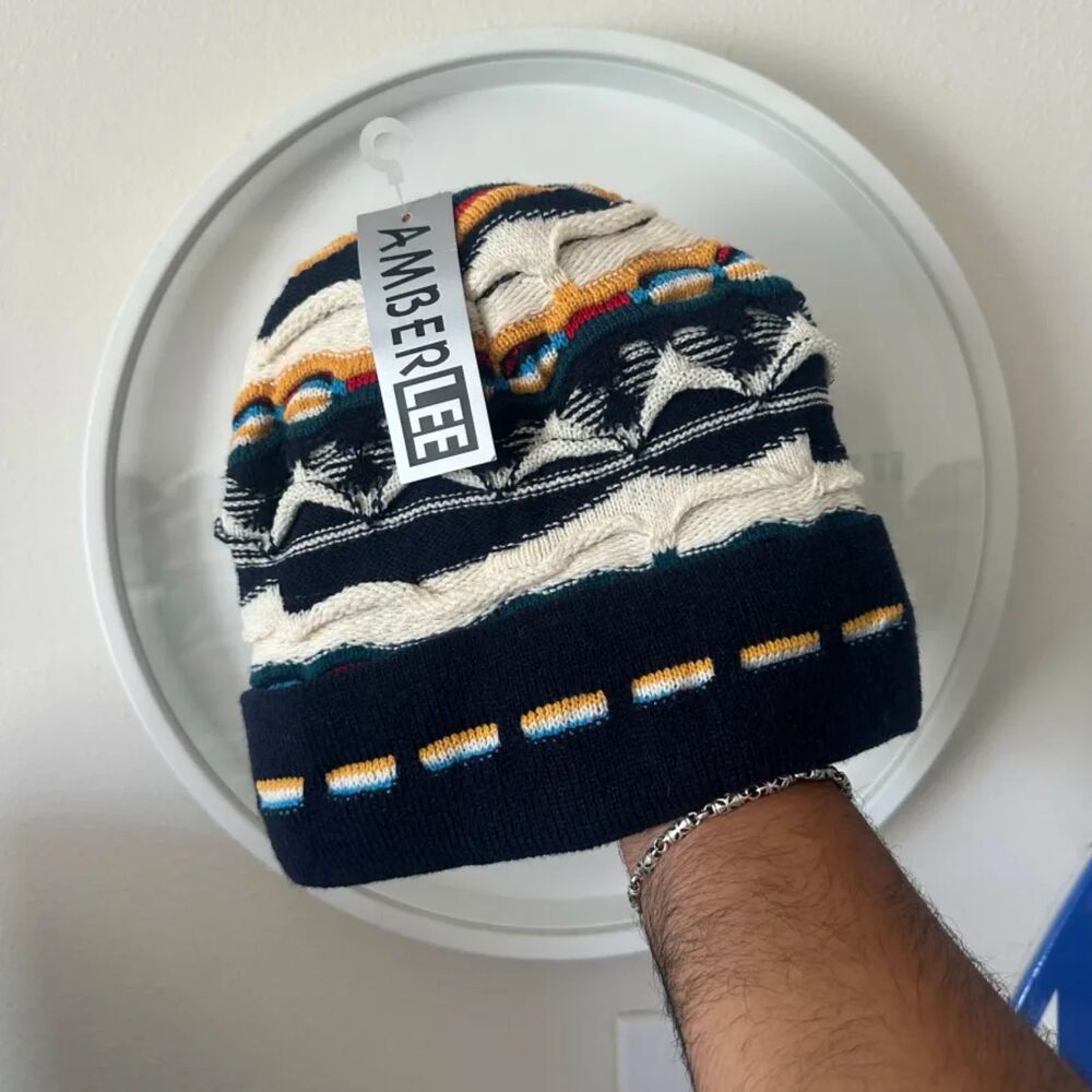 Vintage Y2K Coogi Style 3D Multi-Knit Beanie Skull Cap VTG RARE